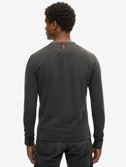 Superdry Vintage Textured Grandad Top, Washed Black - view 2, Washed Black