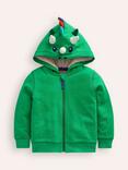 Mini Boden Kids' Shaggy-Lined Dragon Hoodie, Green