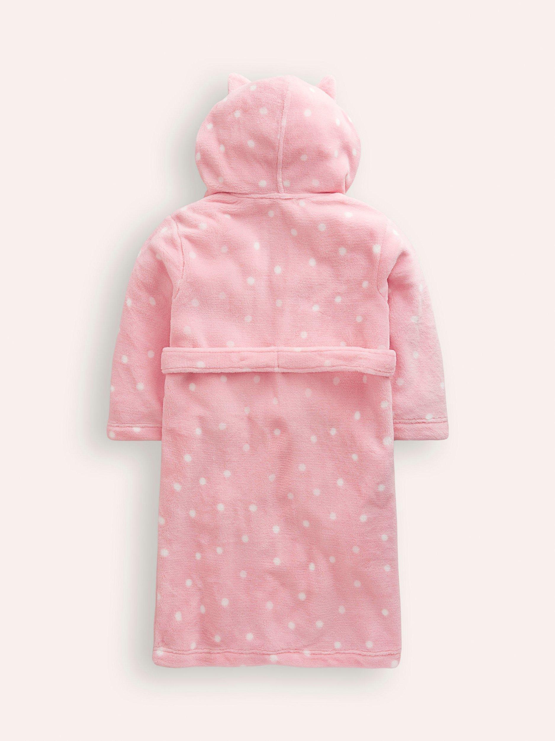 Mini Boden Kids Polka Dot Cat Dressing Gown Boto Pink
