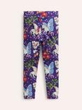 Mini Boden Kids' Fun Leggings, Blue Unicorn