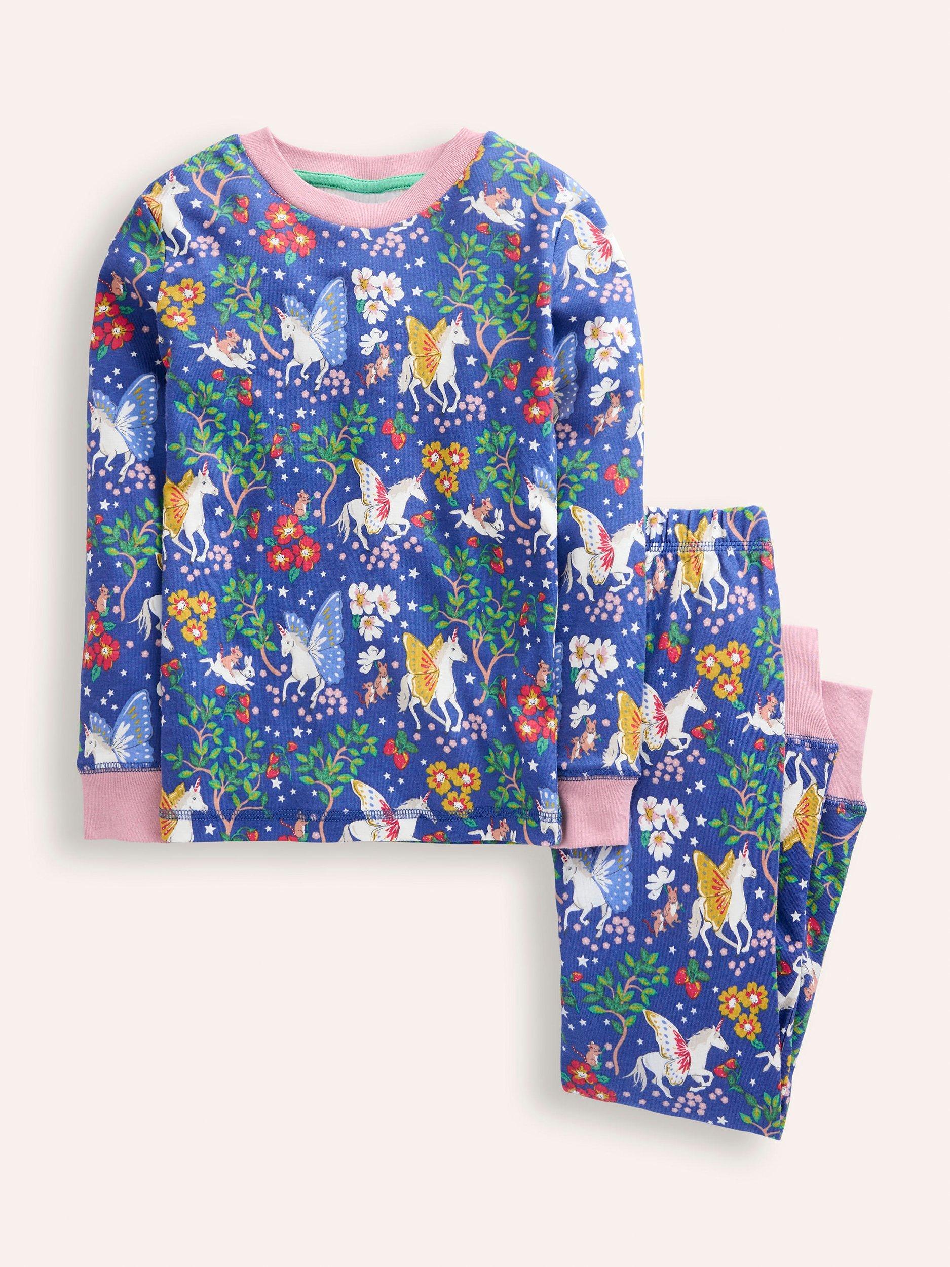 Mini Boden Kids Glow in the Dark Snug Pyjamas Bluejay Unicorn