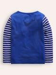 Mini Boden Kids' Cotton Applique Long Sleeve T-Shirt, Bluejay Hedgehog