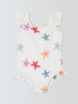 John Lewis Baby Starfish Swimsuit, White, White