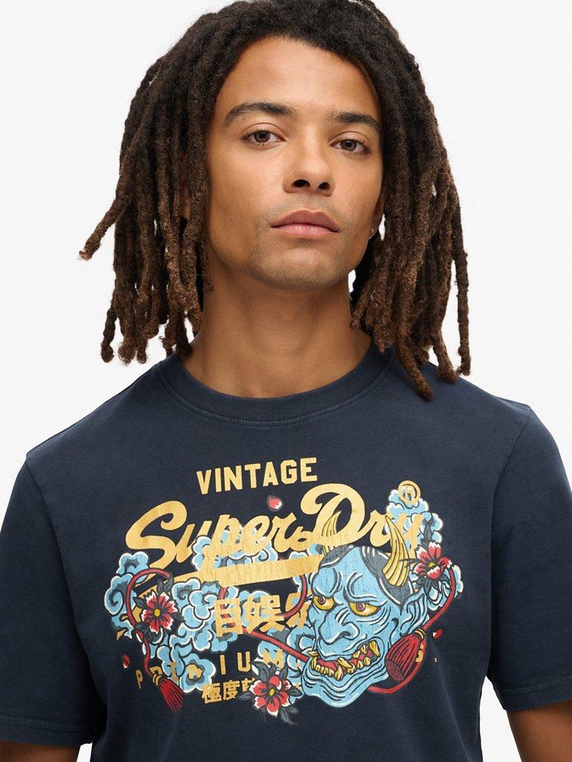 Product image 4 of 4, which shows Superdry Tokyo Graphic T-Shirt, Deep Navy, S