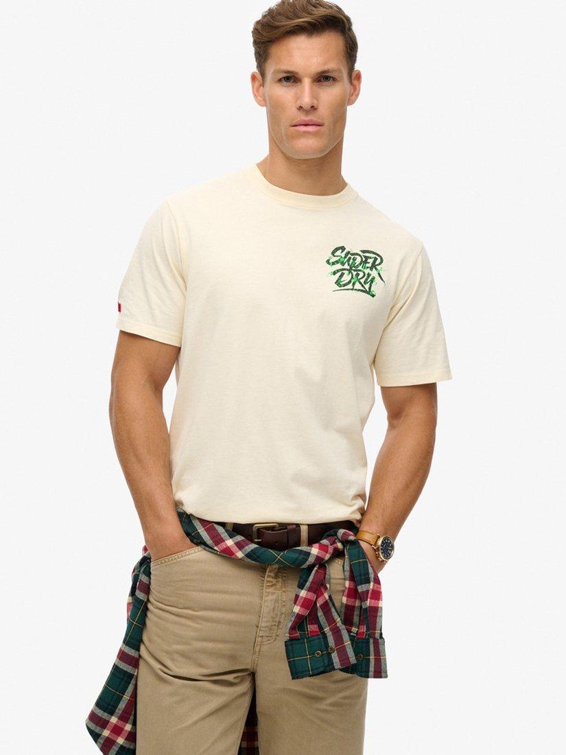 Product image 1 of 6, which shows Superdry Lo-fi Punk Graphic Loose T-Shirt, Rice White, S