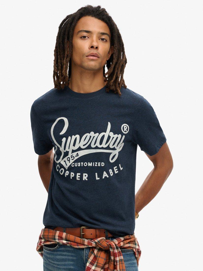 Product image 1 of 5, which shows Superdry Copper Label Workwear Cotton T-Shirt, Surplus Black Blue, S