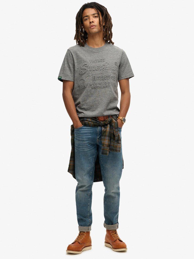 Product image 3 of 6, which shows Superdry Embossed Graphic T-Shirt, Surplus Charcoal, S