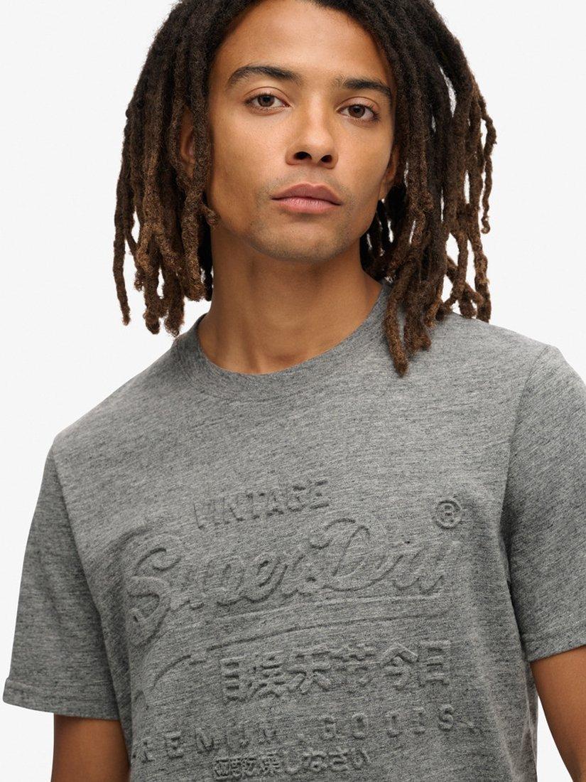 Product image 5 of 6, which shows Superdry Embossed Graphic T-Shirt, Surplus Charcoal, S