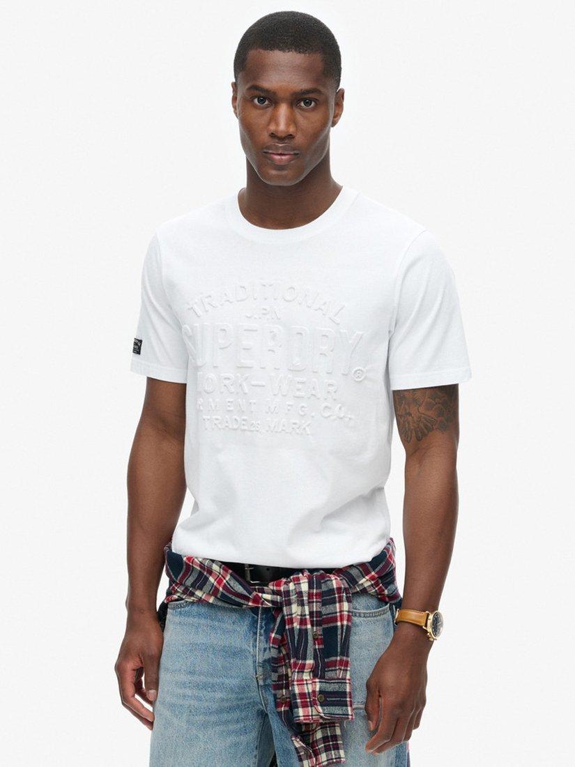 Product image 1 of 6, which shows Superdry Embossed Logo Graphic T-Shirt, Winter White, S