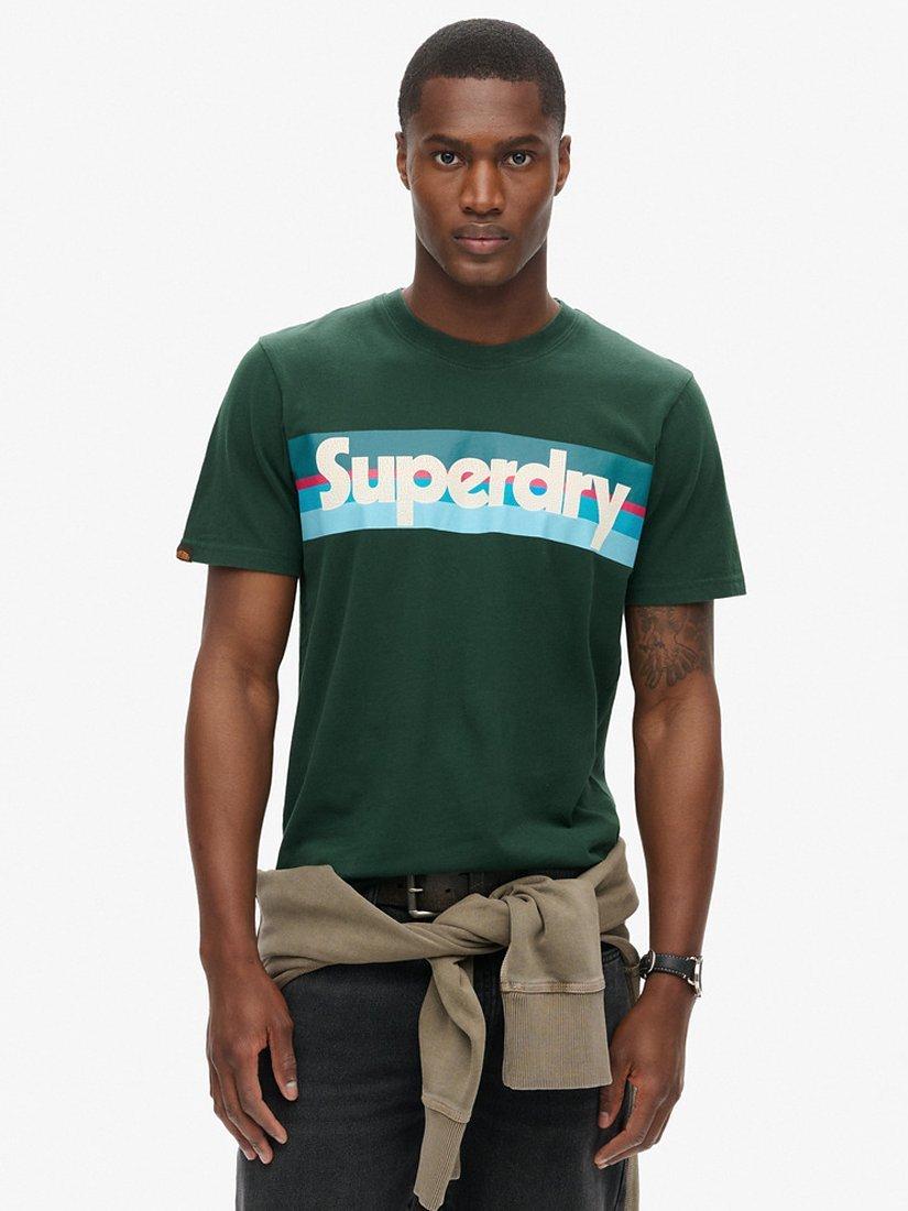 Product image 1 of 5, which shows Superdry Retro Logo T-Shirt, Enamel Green, S