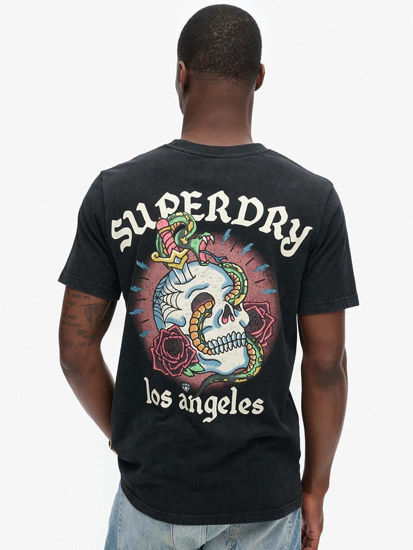 Product image 2 of 5, which shows Superdry Tattoo Graphic T-Shirt, Black, S