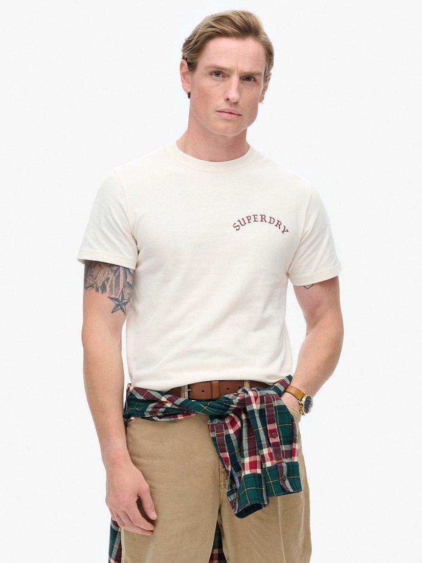 Product image 1 of 6, which shows Superdry Tattoo Graphic T-Shirt, Cream, S