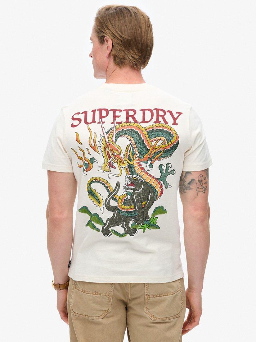 Product image 2 of 6, which shows Superdry Tattoo Graphic T-Shirt, Cream, S