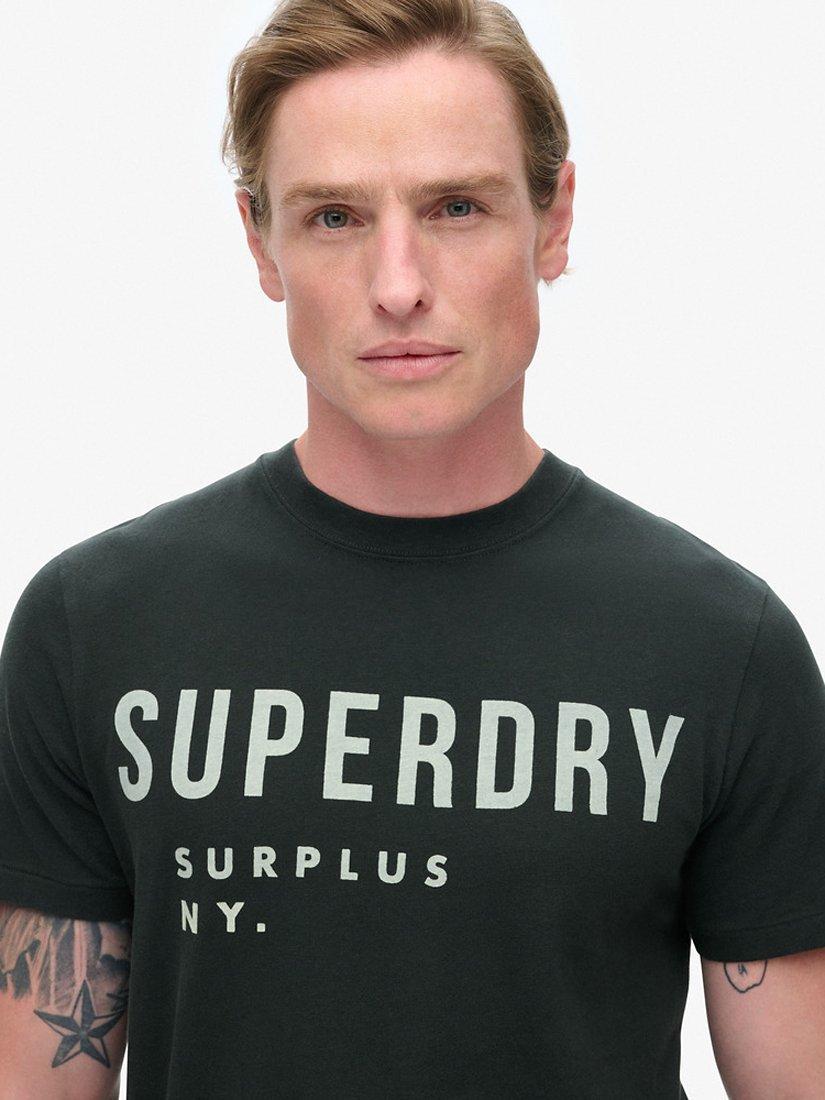 Product image 3 of 5, which shows Superdry Surplus Graphic Cotton T-Shirt, Washed Surplus Black, S