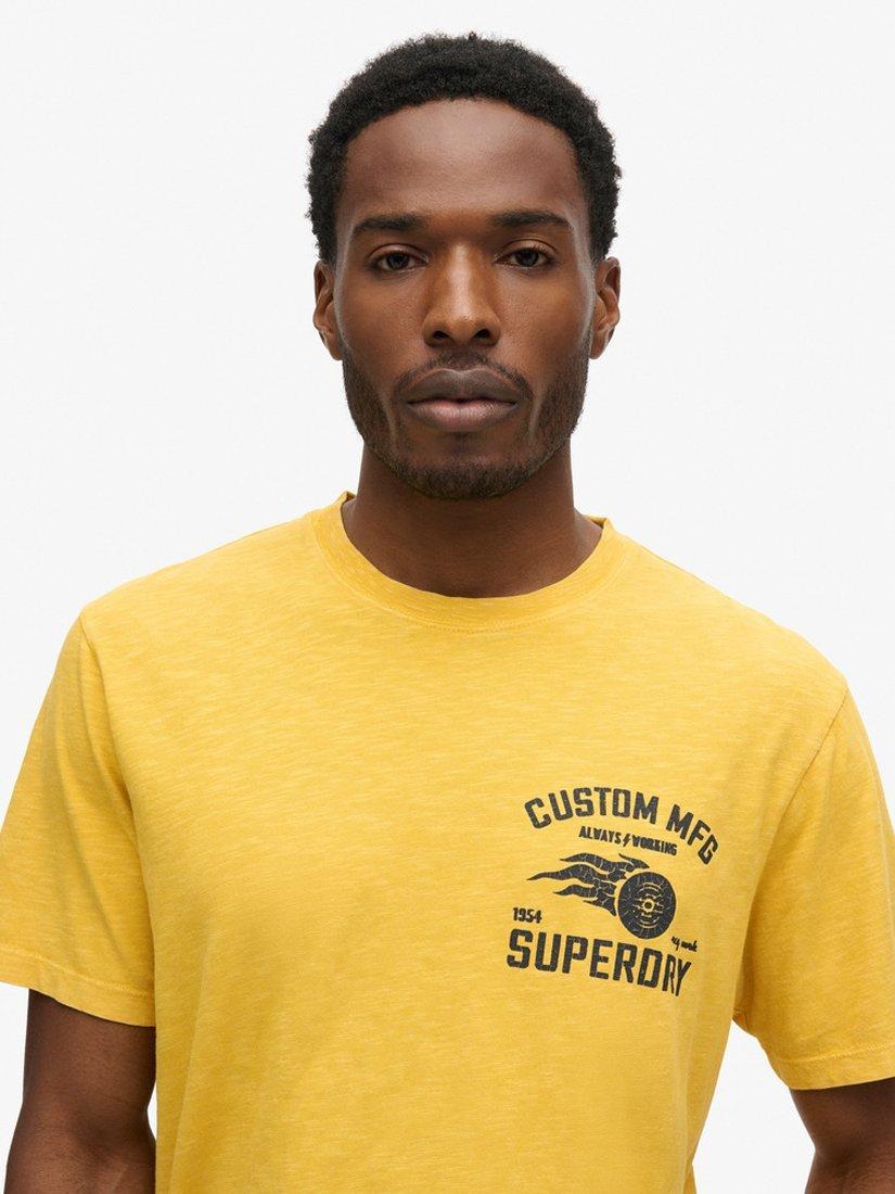 Product image 4 of 5, which shows Superdry Biker Graphic Loose Cotton T-Shirt, Pigment Yellow, S