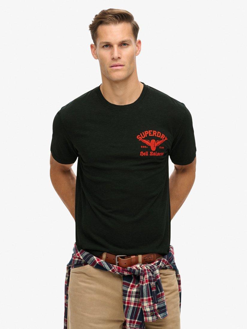 Superdry Biker Graphic Loose Fit T-Shirt, Eclipse Navy Slub