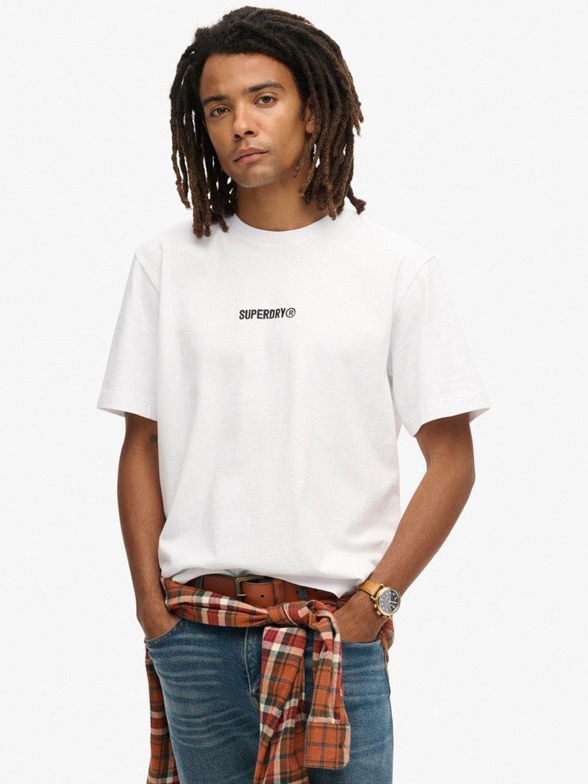 Product image 1 of 5, which shows Superdry Micro Logo Graphic Loose T-Shirt, Brilliant White, S