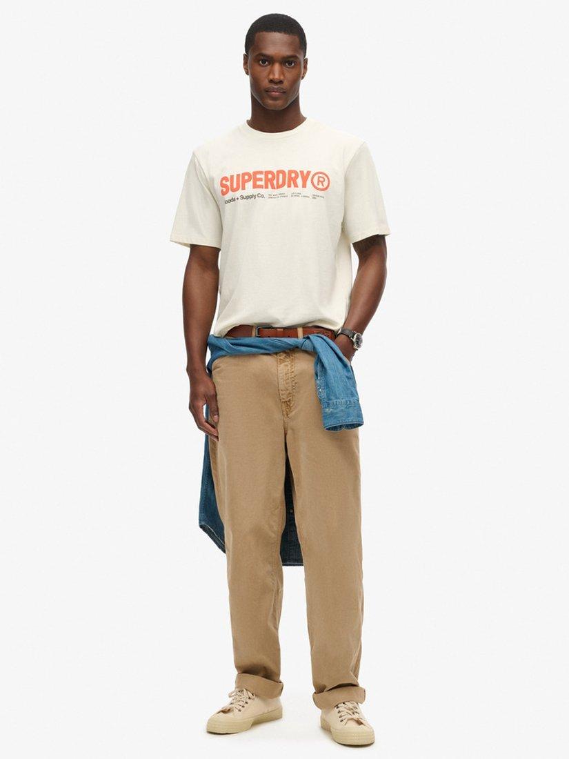 Product image 3 of 5, which shows Superdry Utility Sport Logo Loose T-Shirt, Nordic Bone Grey, S