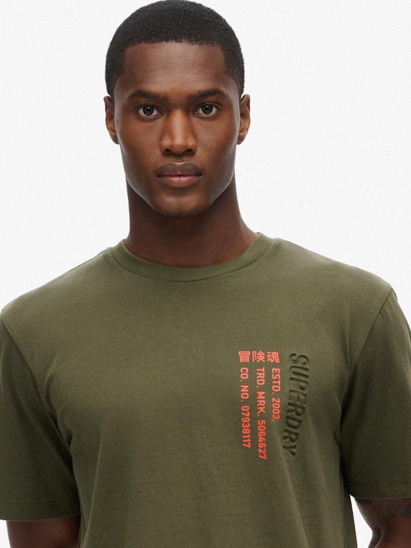 Product image 4 of 6, which shows Superdry Utility Sport Logo Loose T-Shirt, Army Khaki, S