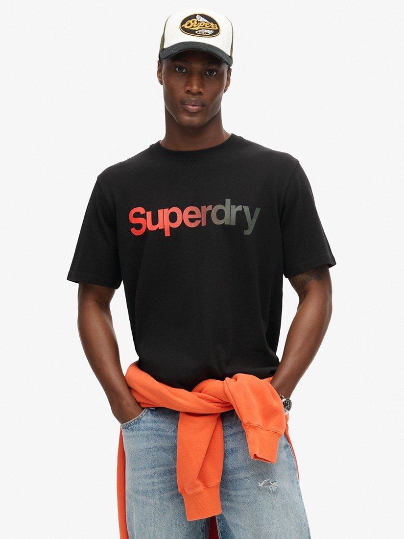 Product image 1 of 5, which shows Superdry Core Logo Fade Loose T-Shirt, Black, S