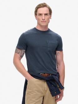 Superdry Essential Washed Pocket T-Shirt, Washed Eclipse Navy