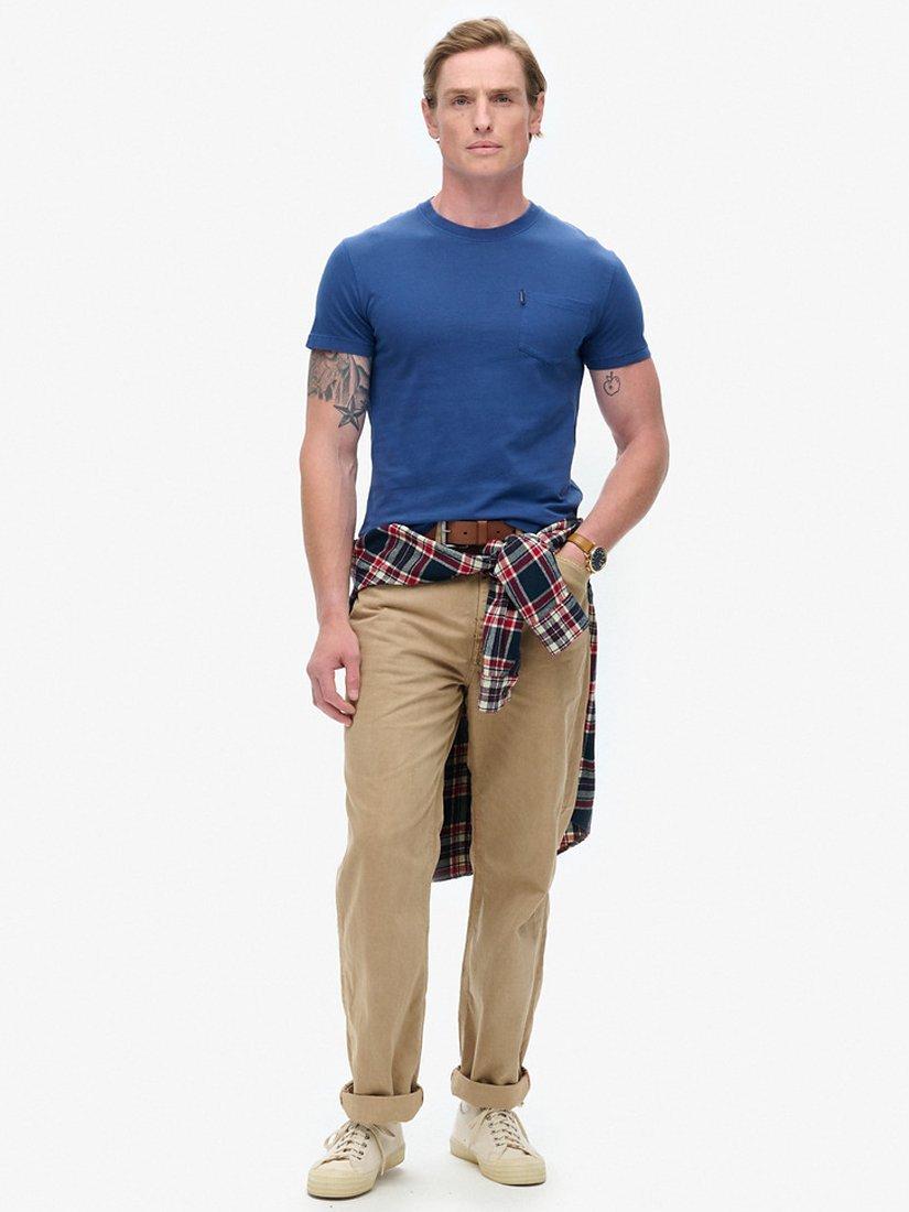 Product image 3 of 5, which shows Superdry Essential Washed Pocket T-Shirt, Washed Supermarine, S