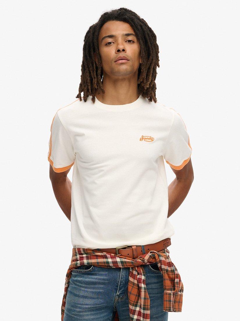 Product image 1 of 6, which shows Superdry Essential Logo Retro Striped T-Shirt, Optic, S