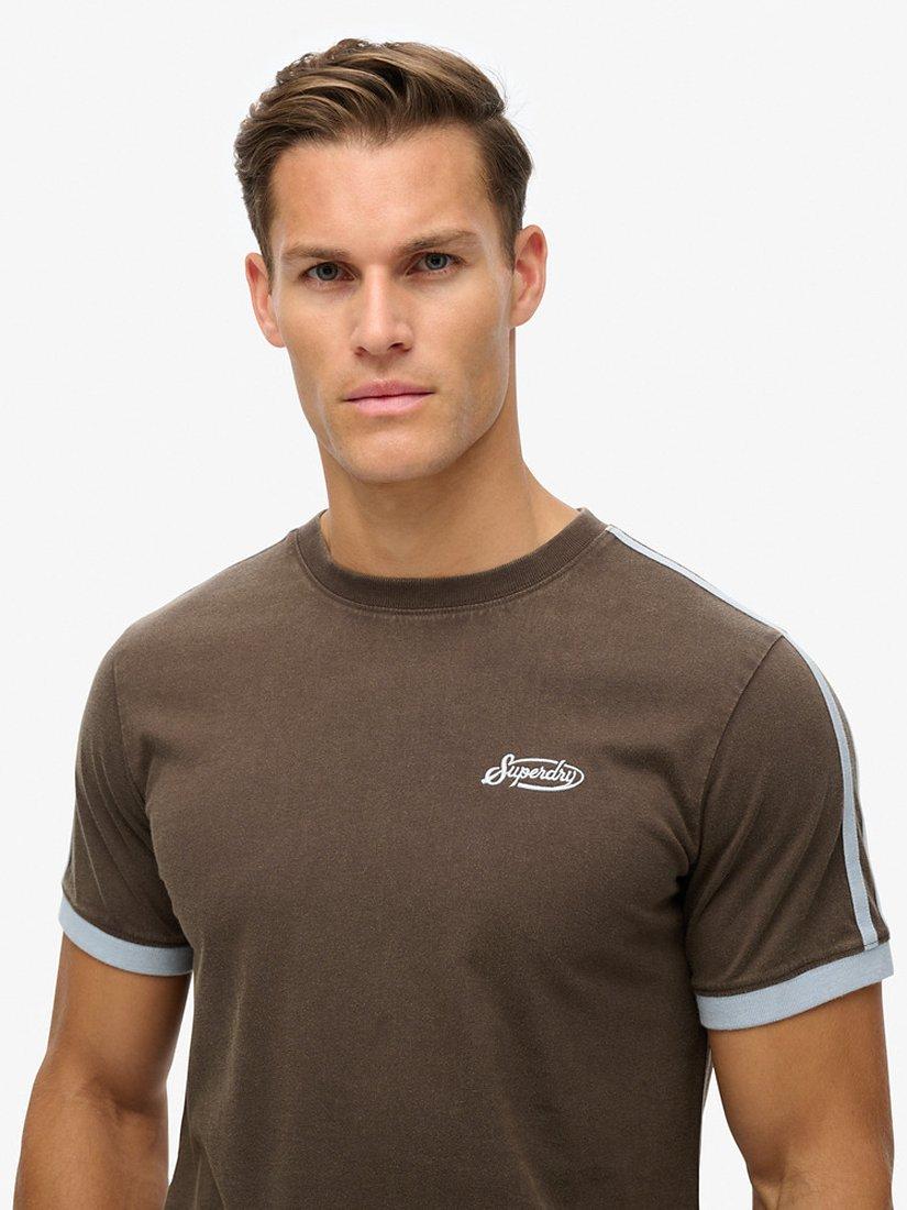 Superdry Essential Logo Retro Striped T-Shirt, Bracken Brown, S