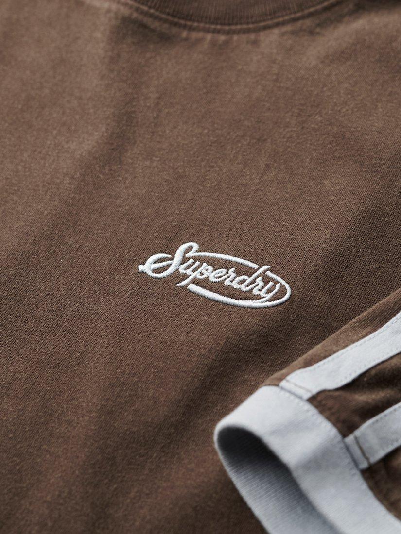 Superdry Essential Logo Retro Striped T-Shirt, Bracken Brown, S
