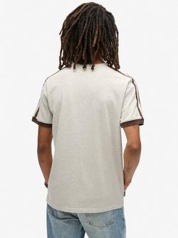 Superdry Essential Logo Retro Striped T-Shirt - view 2, Lightning Grey