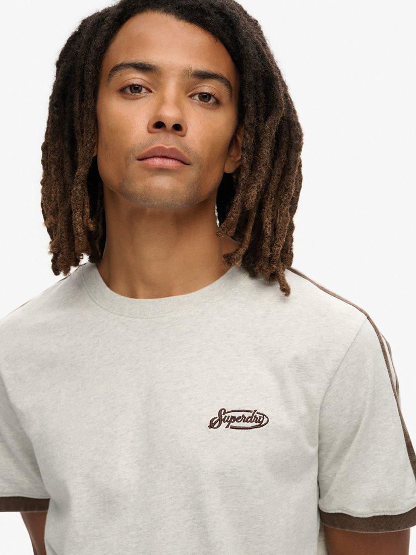 Product image 5 of 6, which shows Superdry Essential Logo Retro Striped T-Shirt, Lightning Grey, S