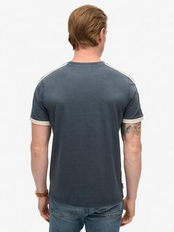 Superdry Essential Logo Retro Striped T-Shirt - view 2, Lauren Navy