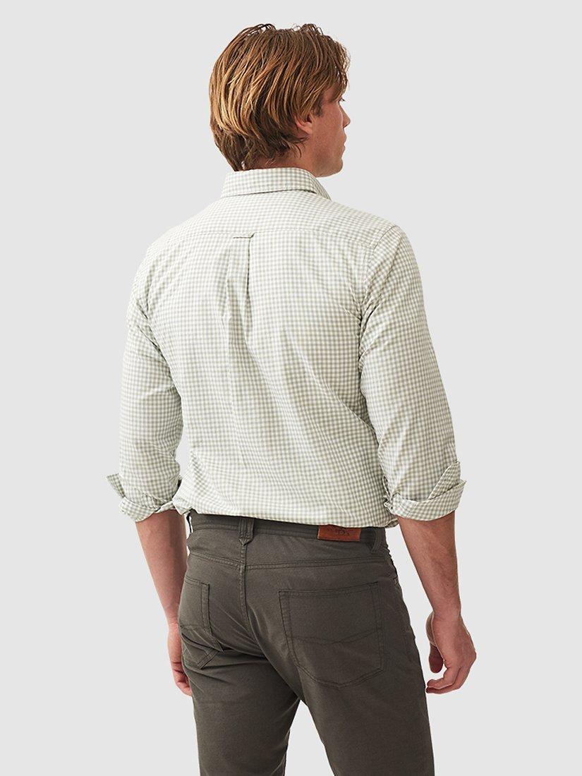 Product image 3 of 5, which shows Rodd & Gunn Gunn Oxford Gingham Check Slim Fit Long Sleeve Shirt, Dusty Sage, XS