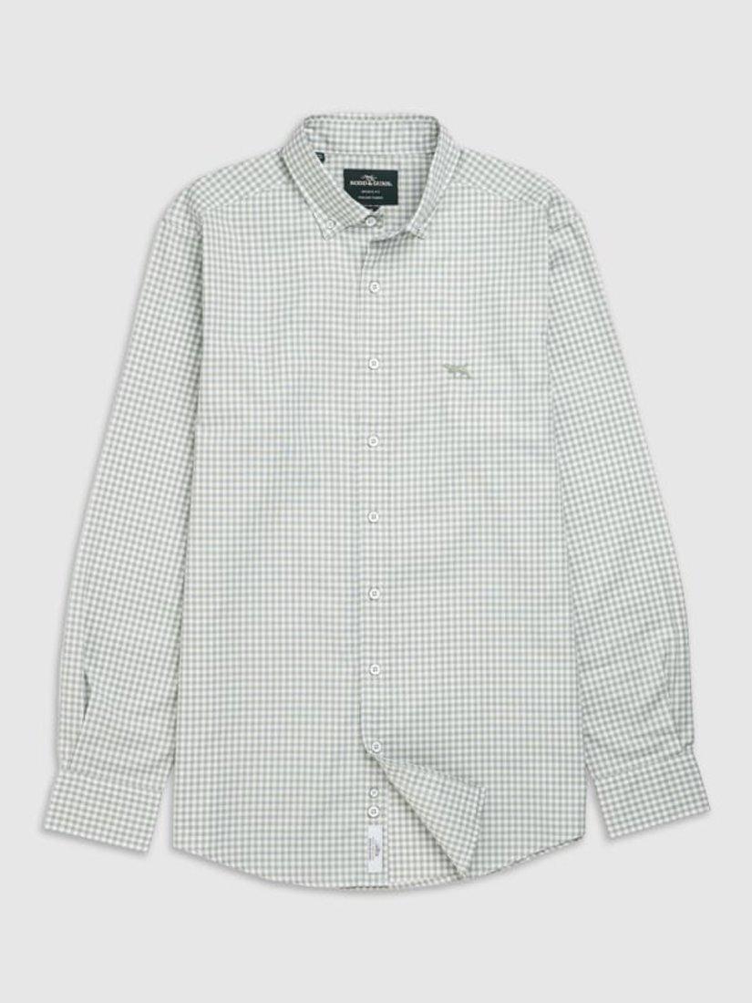 Product image 4 of 5, which shows Rodd & Gunn Gunn Oxford Gingham Check Slim Fit Long Sleeve Shirt, Dusty Sage, XS