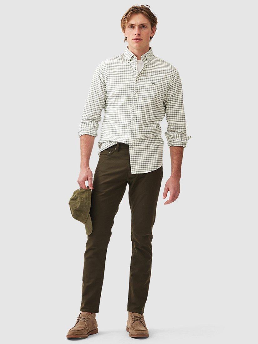 Product image 2 of 5, which shows Rodd & Gunn Gunn Oxford Mid Check Slim Fit Long Sleeve Shirt, Fern, XS