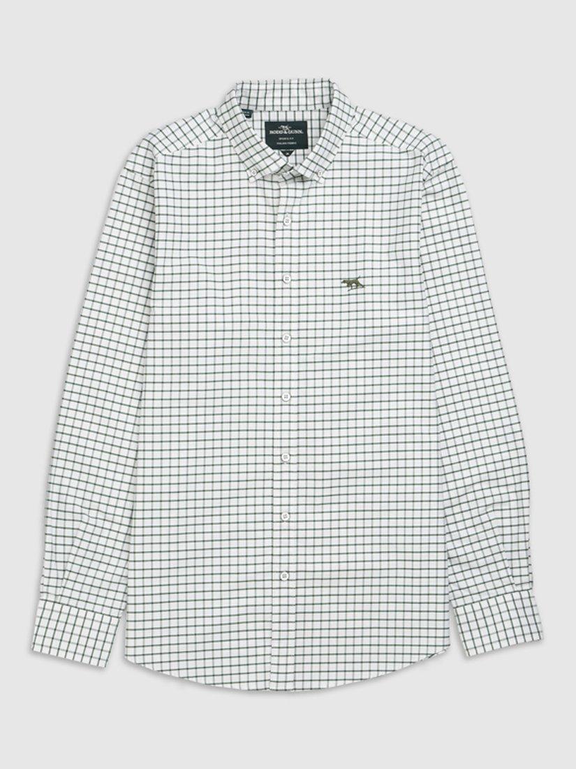 Product image 4 of 5, which shows Rodd & Gunn Gunn Oxford Mid Check Slim Fit Long Sleeve Shirt, Fern, XS