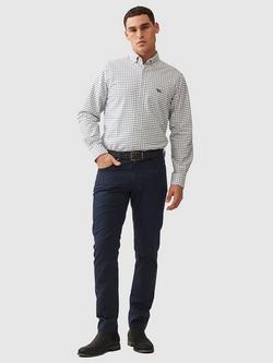 Rodd & Gunn Gunn Oxford Cotton Mid Check Slim Fit Long Sleeve Shirt - view 2, Navy