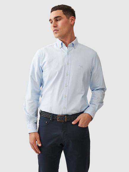 Rodd & Gunn Oxford Cotton Sports Fit Long Sleeve Shirt, Powder Blue