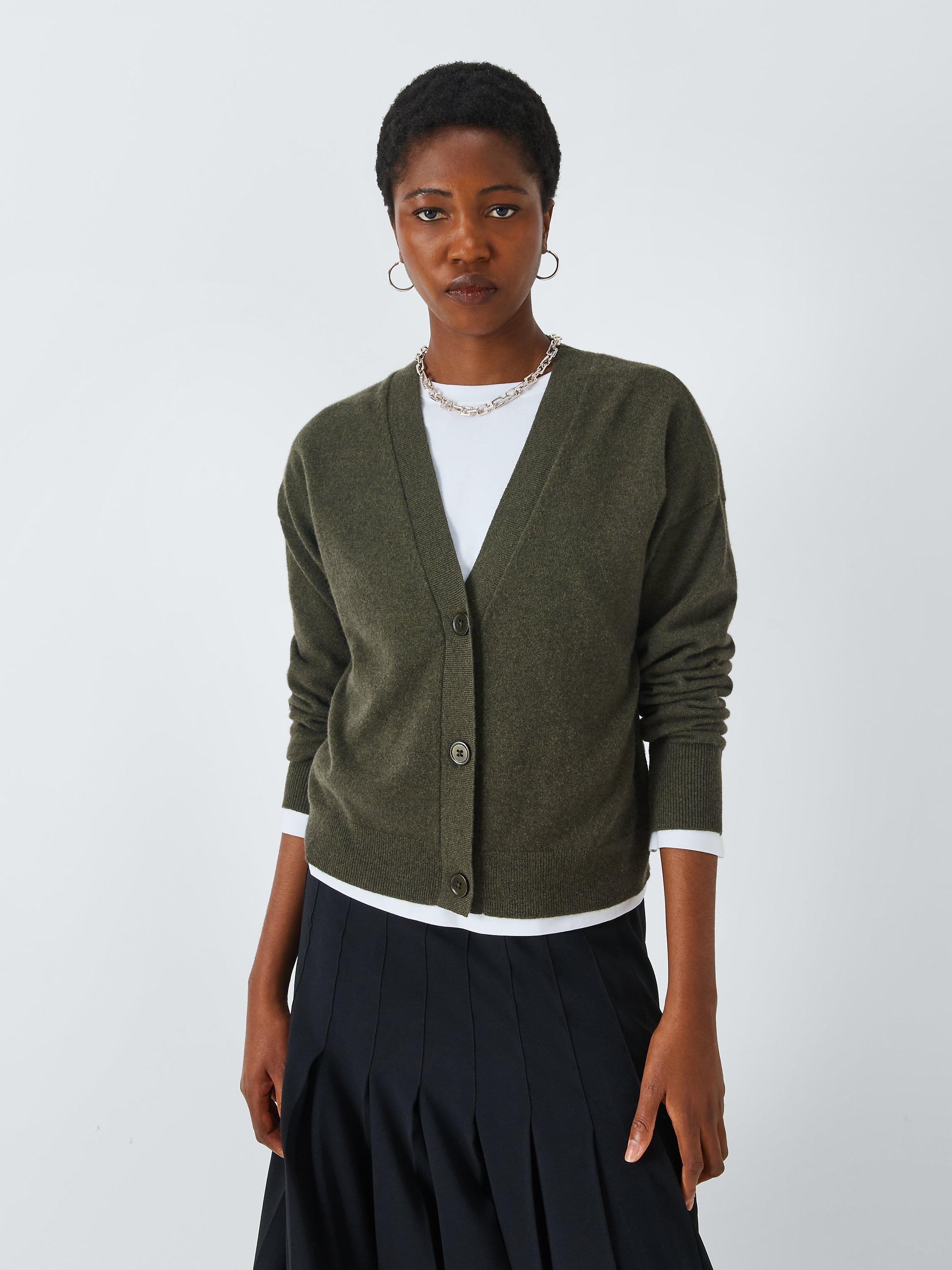 John Lewis Cashmere V-Neck Cardigan, Khaki