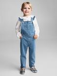 Mango Kids' Emille Denim Dungarees, Open Blue