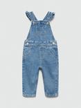 Mango Kids' Emille Denim Dungarees, Open Blue