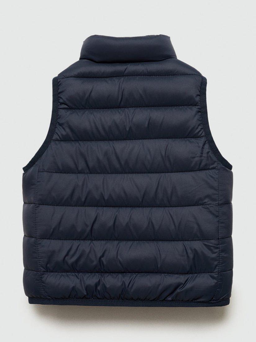 Product image 2 of 4, which shows Mango Kids'  Alvarito Quilted Gilet, Navy, 9-18 months