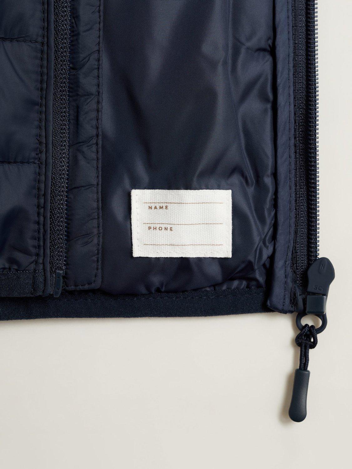 Product image 3 of 4, which shows Mango Kids'  Alvarito Quilted Gilet, Navy, 9-18 months