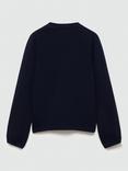 Mango Kids' Nicky V-Neck Cardigan, Navy