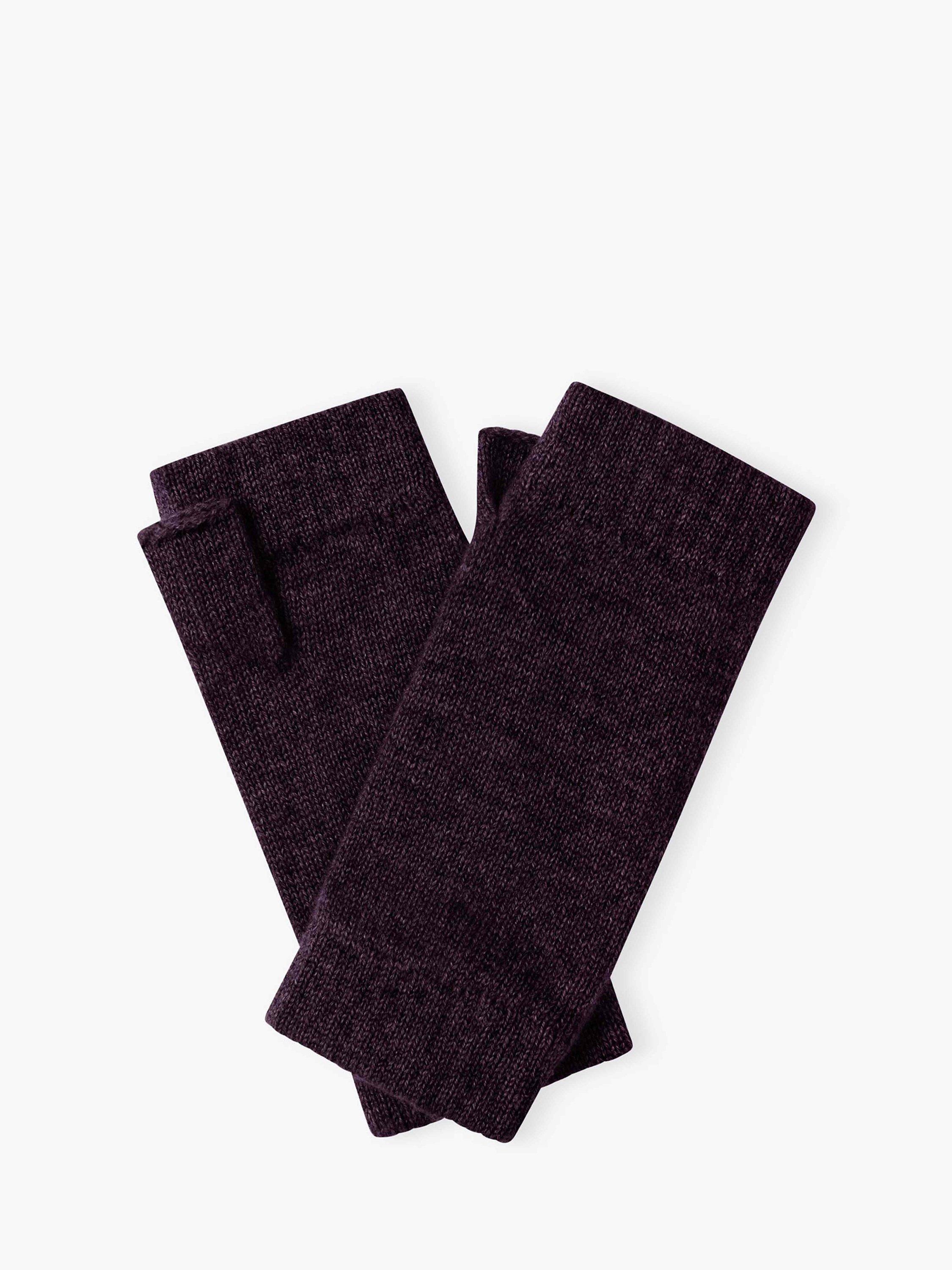 Brora Cashmere Wrist Warmers, Blackcurrant