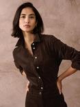 Brora Needlecord Corduroy Utility Shirt, Chocolate