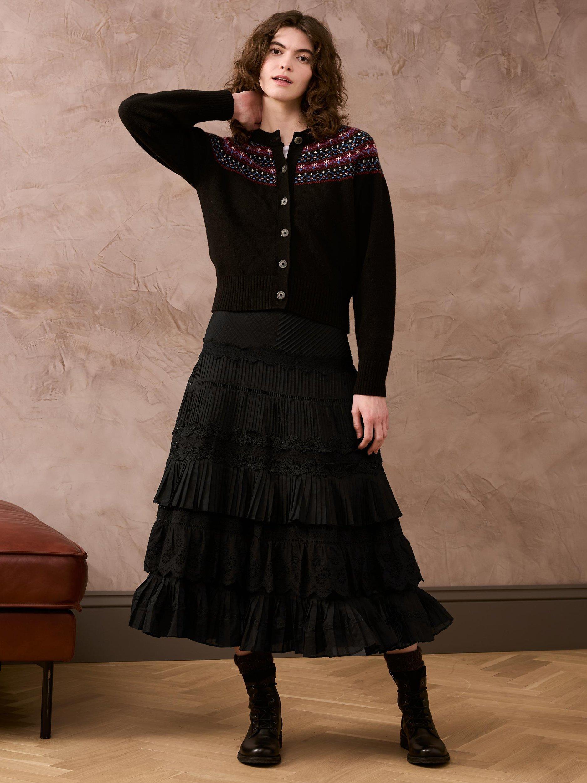 Black lace tiered skirt sales