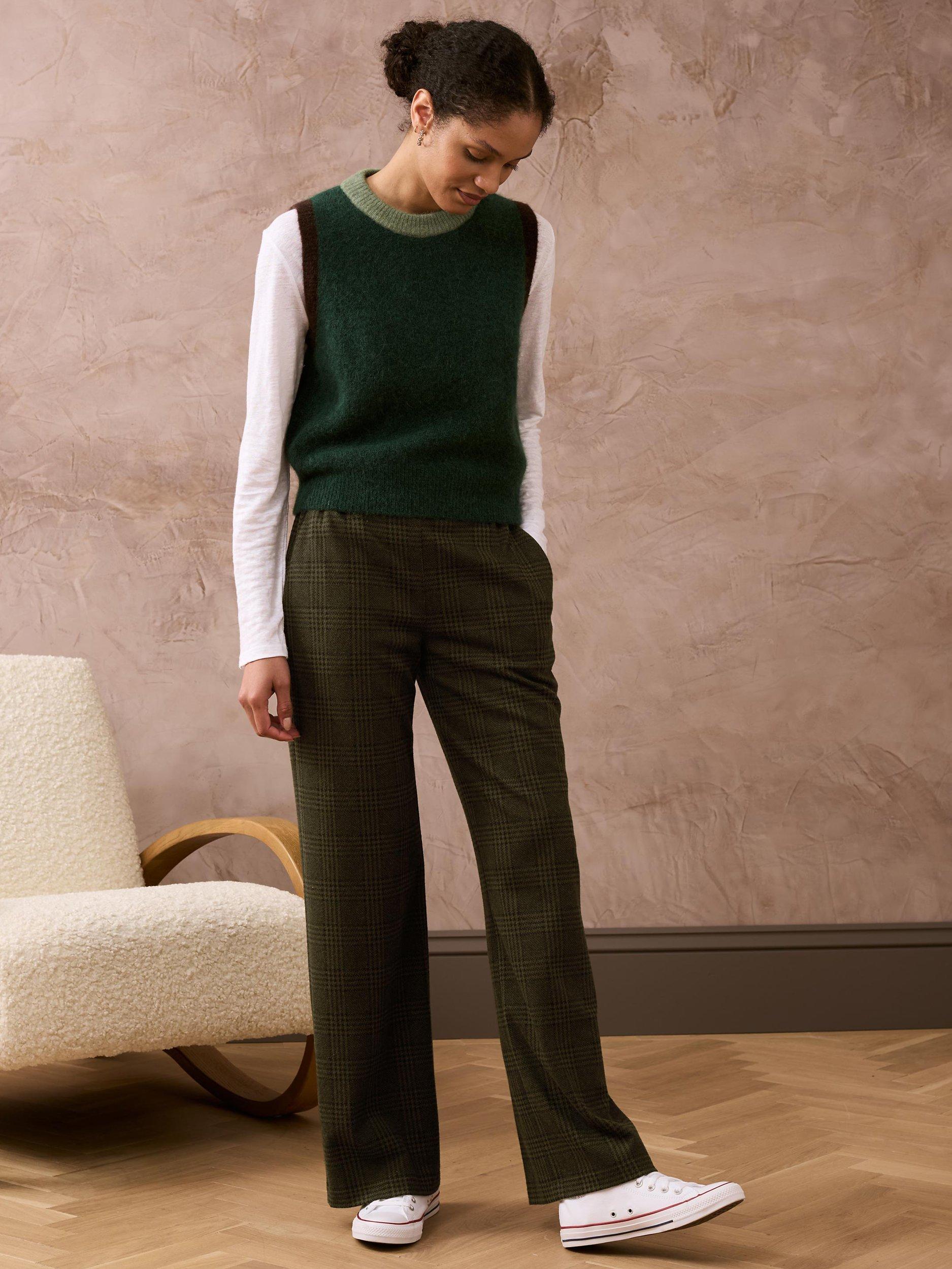 Brora Herringbone Textured Trousers, Sorrel