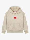 HUGO Kids' Logo Hoodie, Beige Grey