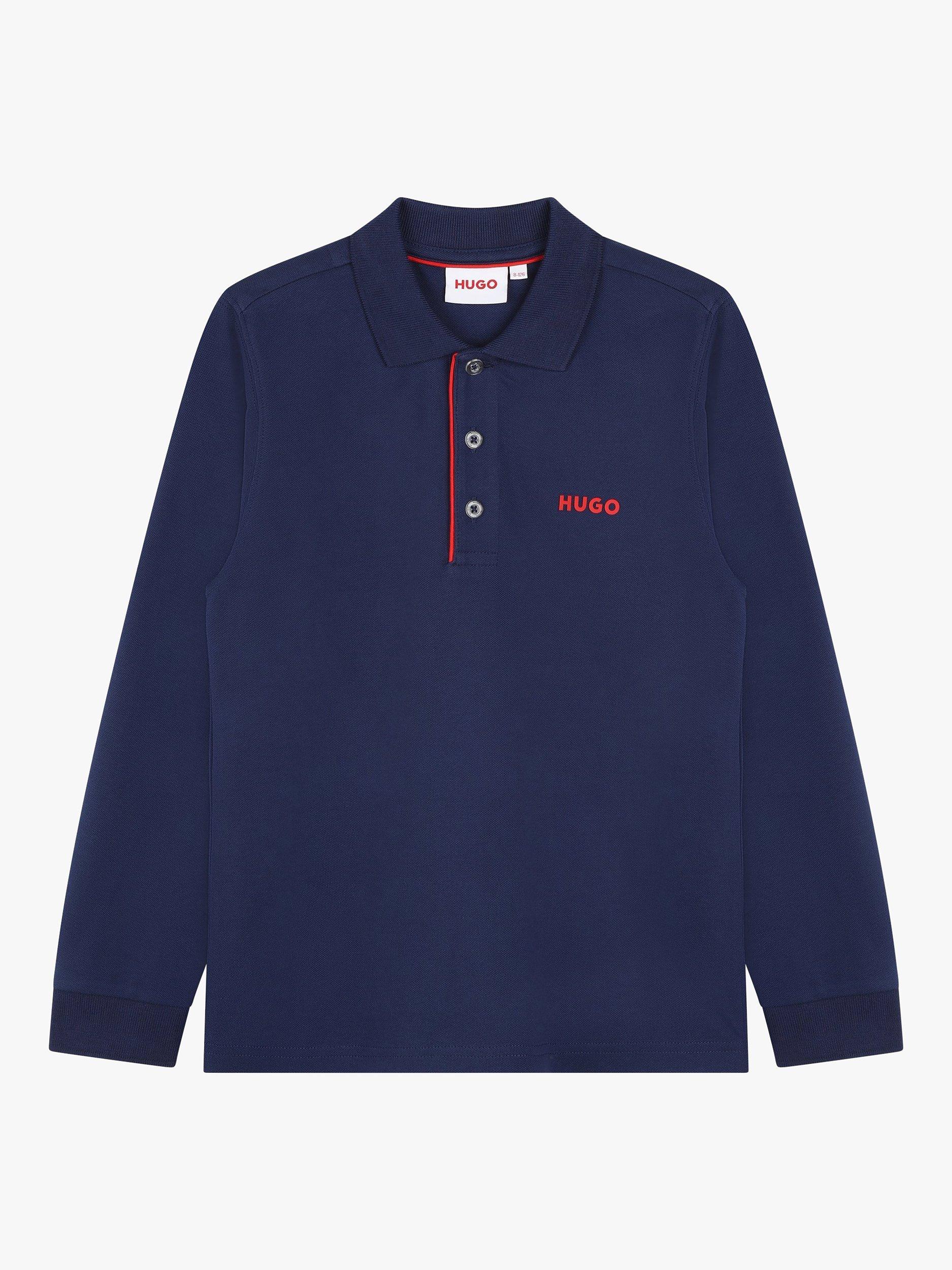 HUGO BOSS Kids Long Sleeve Polo Shirt Medieval Blue